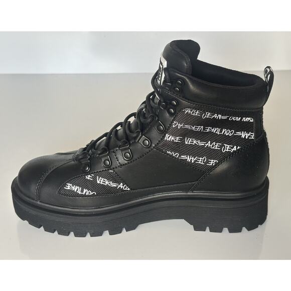 Versace Jeans Couture Leather Black Combat Boots 8 US (41) E75YA3S46 NIB - Picture 15 of 16